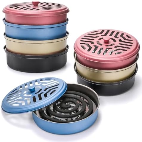 Elsjoy 8 Pack Mosquito Coil Holders Stainless Steel Portable Burners