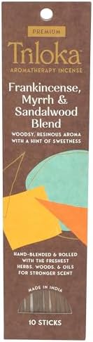 Triloka Premium Incense 10 Sticks Frankincense Myrrh Sandalwood Blend