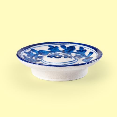 Blue Pottery Agarbatti Stand Ceramic Plate with Holes