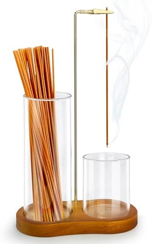 2 in 1 Incense Holder with Glass Ash Catcher and Metal Clip