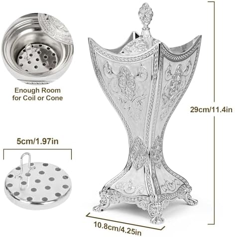 Bakhoor Incense Burner - 11 Inch Silver Trophy Shape