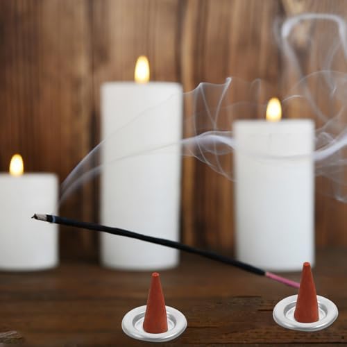 STOBAZA 50pcs Metal Incense Cone Tray for Bedroom Yoga Studio and Sauna Decor