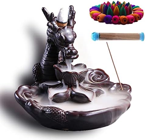 Dragon Incense Burner with Waterfall Effect and Decorative Design