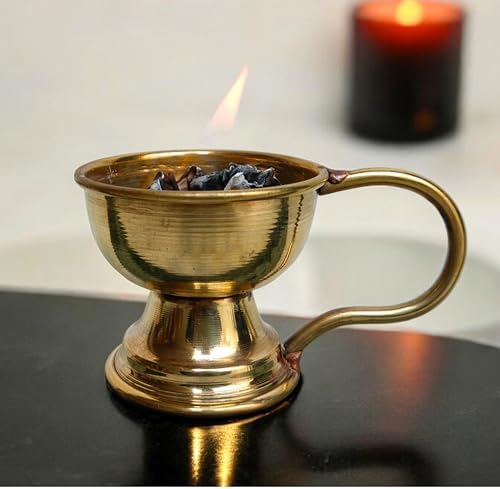 Traditional Brass Dhoop Dani with Handle 5 Inch Incense Holder