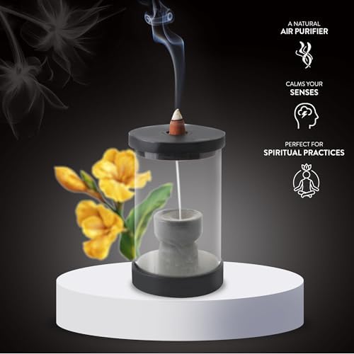 Hosley Black Wood Glass Incense Burner Kit