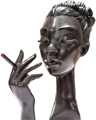 Elegant Black Woman Incense Burner Head with Serene Smoke Flow