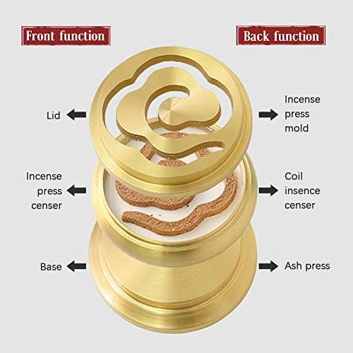 3 In 1 Mini Brass Incense Burner with Ash Press