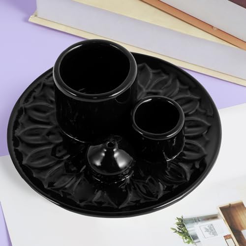 4 in 1 Palo Santo Stick Holder Ceramic Incense Burner for Meditation and Healing Black