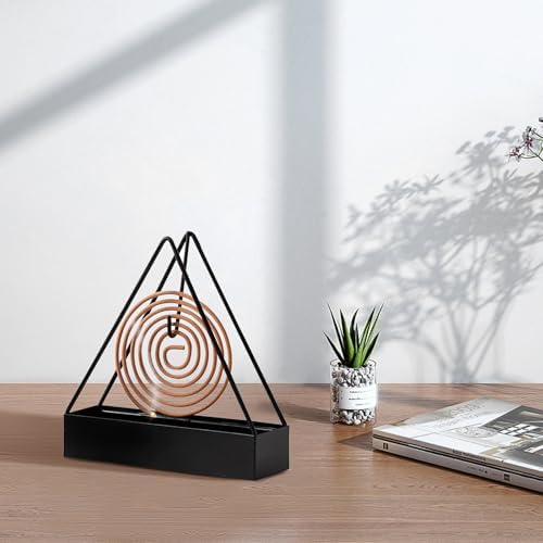 2 Pcs Black Iron Mosquito Coil Holder Ash Catcher Decor