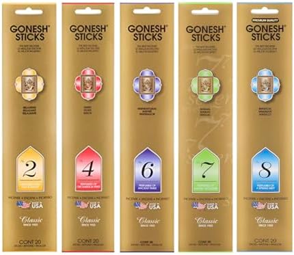 Gonesh Classic Incense Sticks Variety Pack - 5 Packs of 20