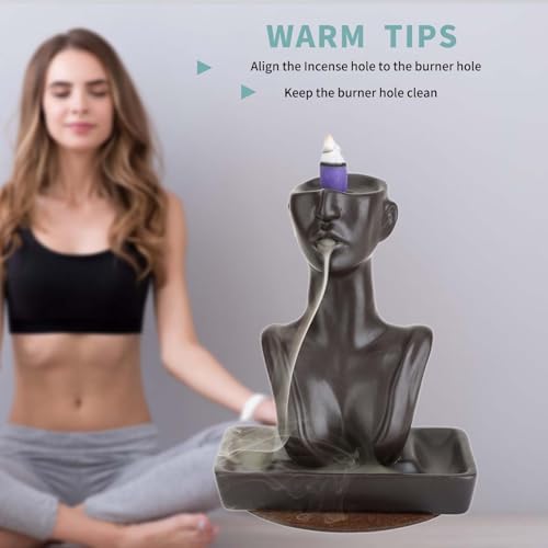 YYW Backflow Incense Holder Waterfall Aromatherapy Ornament Black