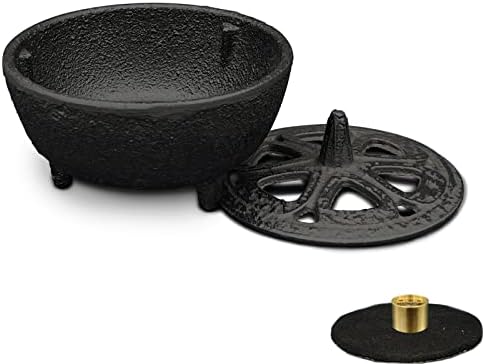 Cast Iron Incense Burner with Lid and Holder