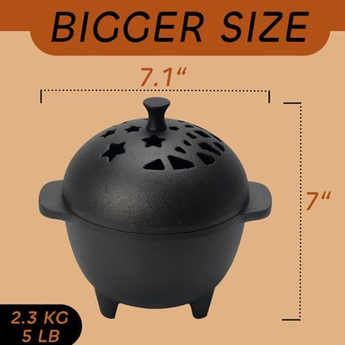 Cast Iron Incense Burner Mini Cauldron for Sage and Charcoal