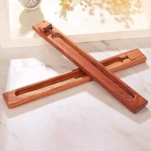 2 Packs Wood Incense Holder with Adjustable Angle and Ash Catcher