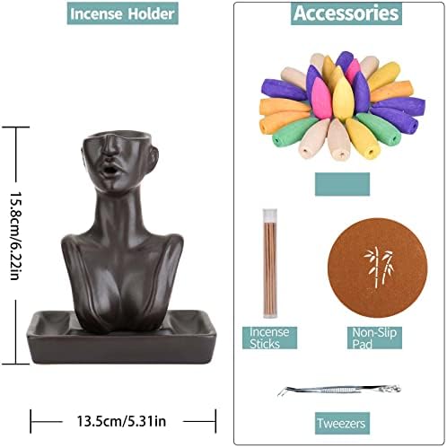 YYW Backflow Incense Holder Waterfall Aromatherapy Ornament Black