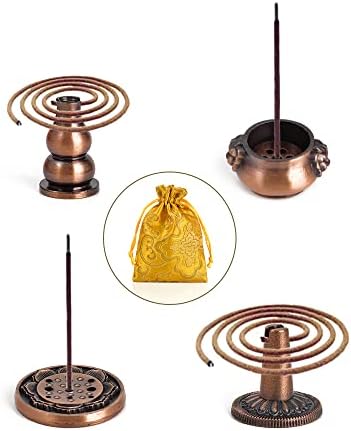 Sakura Flower Incense Holder Set 5Pcs Red Bronze