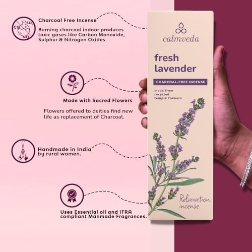 Calmveda Fresh Lavender Incense 80 Sticks Charcoal Free
