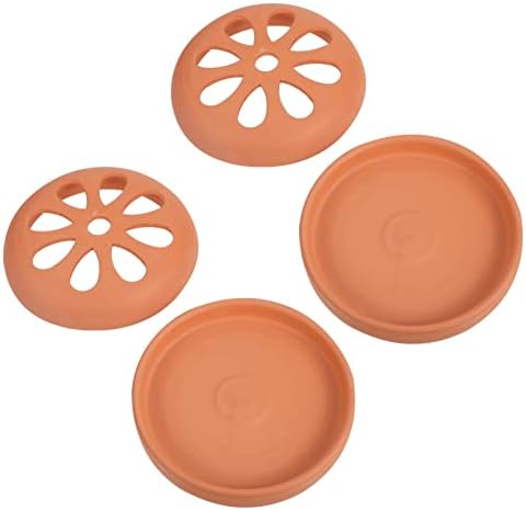 2 Pcs Terracotta Coil Holder Incense Burner with Cover for Outdoor Use