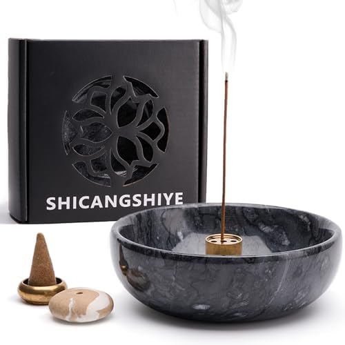 Marble Incense Holder with Brass Burner for Sticks and Cones