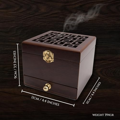 Nazareth Store Wood Incense Holder with Brass Inlays