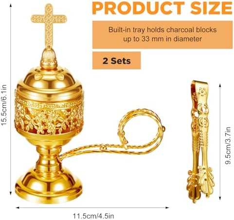 Zonon 2 Incense Burners with Tongs Gold