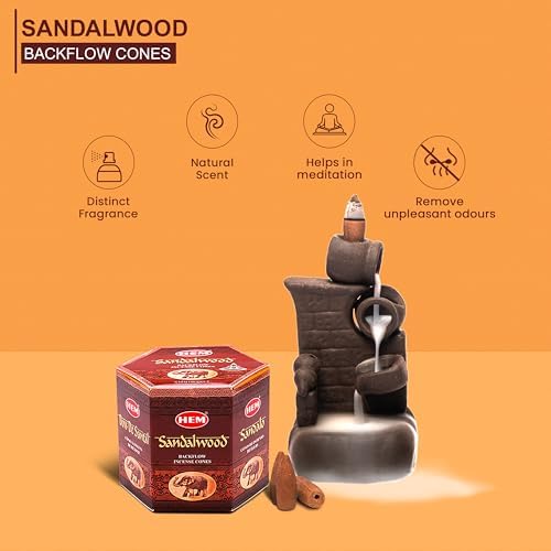 HEM Sandalwood Brown Incense Cones Pack of 40