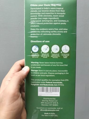 Calmveda Natural Citronella Incense Sticks 18 Sticks 40 Hrs Protection