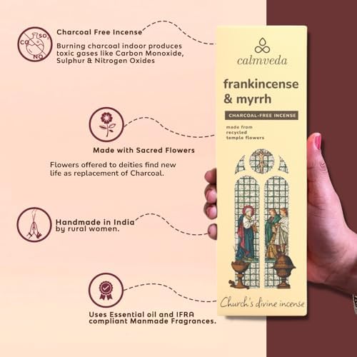 Calmveda Frankincense and Myrrh Incense - 80 Sticks Charcoal Free