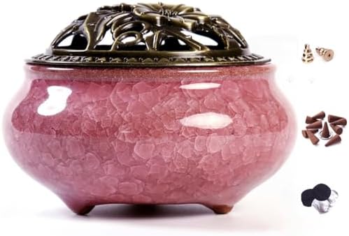 Violet Ceramic Incense Burner with Stick Holder