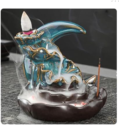 Reverse Flow Incense Burner with Blue Moon Design