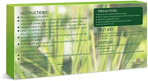 STRN Citronella Incense Sticks with Holder - 120 Sticks per Box