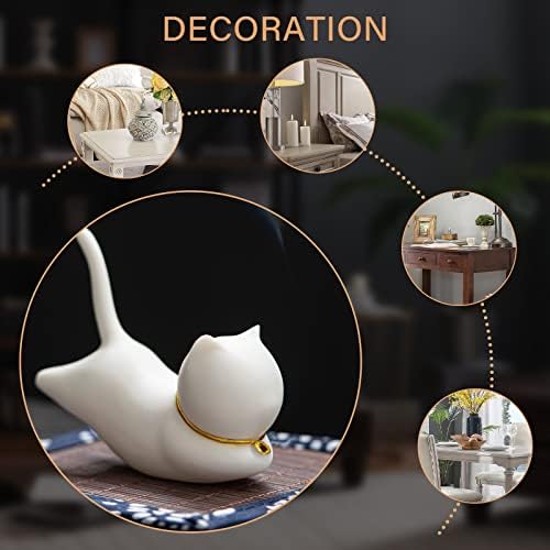 Essen Life Cat Incense Holder Set with 30 Sticks and Bamboo Mat