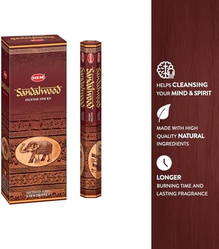 HEM Sandalwood Incense Sticks Pack of 6 120 Count 301g
