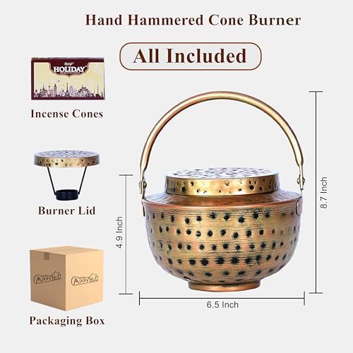 Hand Hammered Charcoal Resin Incense Burner for Boho Decor