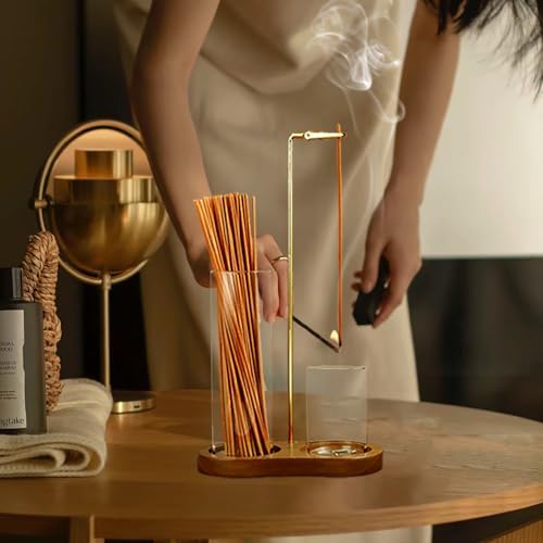 2 in 1 Incense Holder with Glass Ash Catcher and Organizer for Meditation and Home Decor