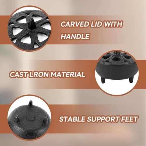 Gsycle Incense Burner Cast Iron Lotus Shape Censer With Lid