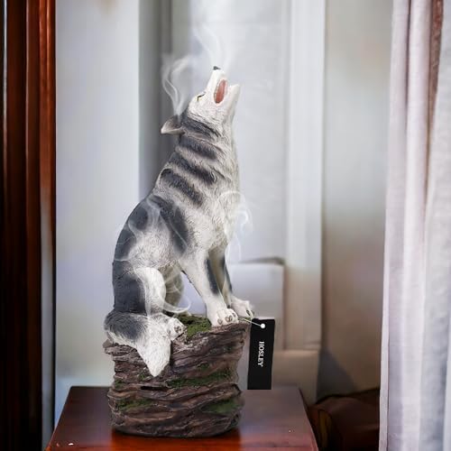 Hosley Resin Wolf Incense Burner 12 Inch