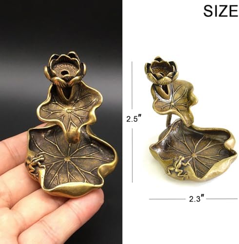 OwMell Vintage Brass Lotus Incense Holder