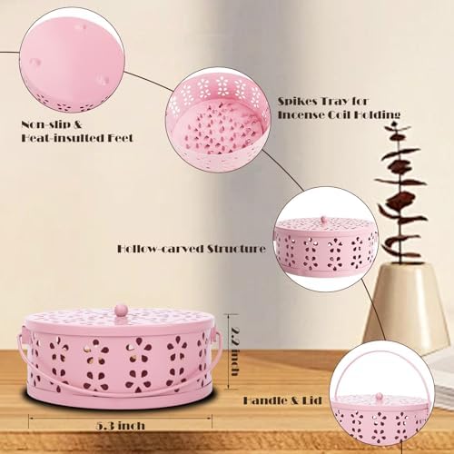 Spiral Coil Incense Burner Holder with Handle Pink