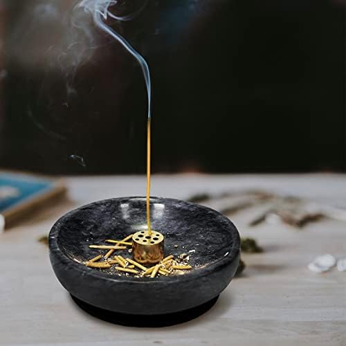 Vrupin Natural Marble Incense Burner with Nine-Hole Stick