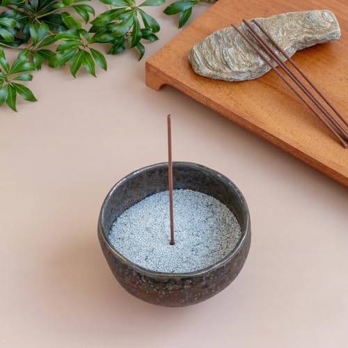 Asayu Japan Incense Burner Set with Natural Ash and Bowl