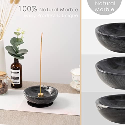 Natural Marble Incense Holder with 9 Holes - Black