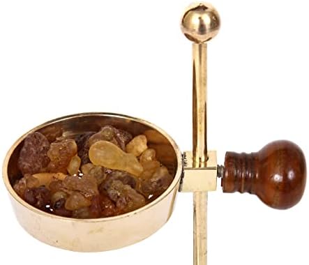 Brass Resin Incense Burner with Wooden Base
