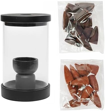 Hosley Black Wood Glass Incense Burner Kit