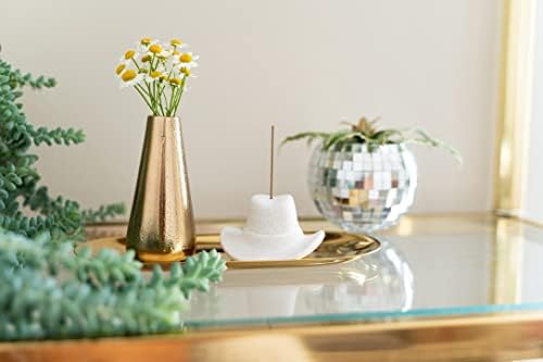 Ceramic Cowboy Hat Incense Holder - White