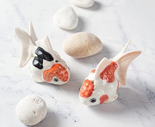 Tiny 2 Inch White Red Orange Goldfish Incense Holder