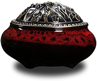 Ceramic Incense Burner with Lid and Brass Holder