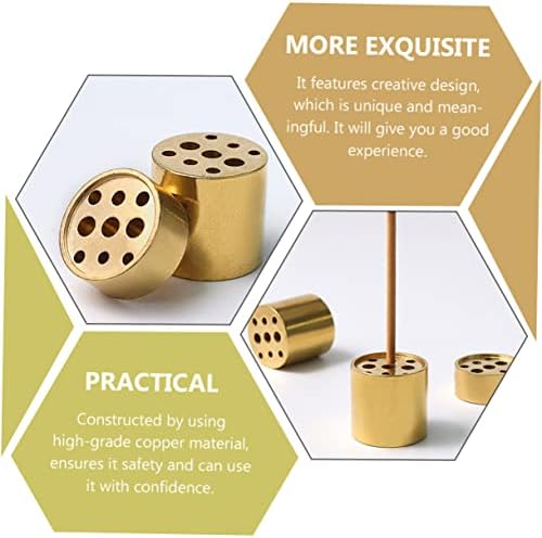 VOSAREA 4pcs Multi-Hole Incense Holder Brass Tower