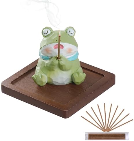 Lionpower Resin Frog Incense Holder with Burner and Ash Catcher