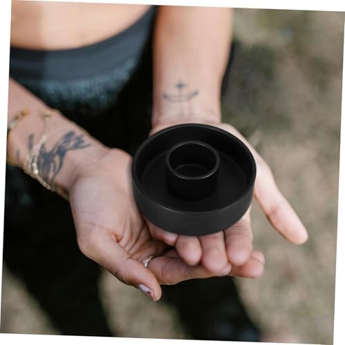STOBAZA Incense Candlestick Holder Black Ceramic